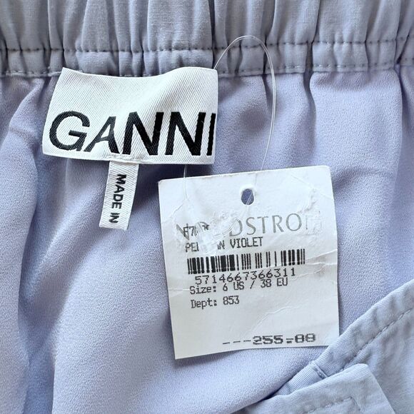 NWT GANNI Fringe Buttoned Mini Skirt in Persian Violet Purple Size 6 (EU38) - Picture 8 of 13